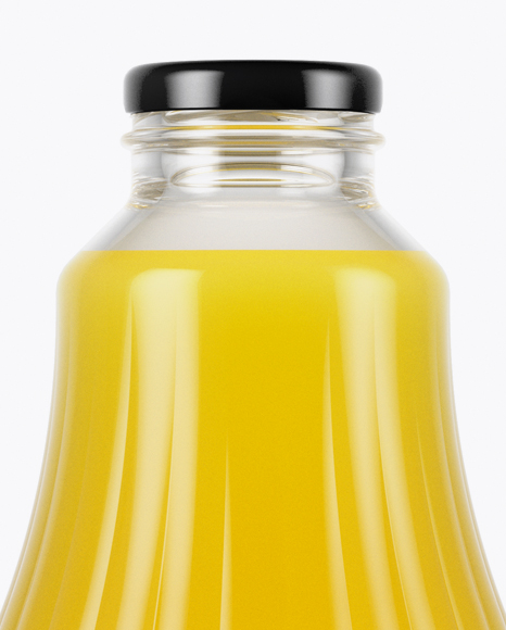 Clear Glass Orange Juice Bottle Mockup