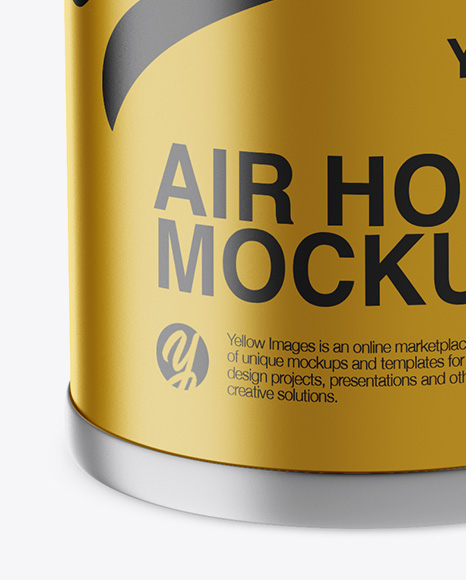 Portable Air Horn Metallic Can Mockup - Half Side View