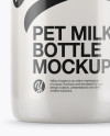 Glossy Plastic Dairy Bottle With Paper Label Mockup