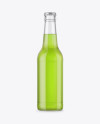 330ml Clear Glass Bottle with Green Drink Mockup