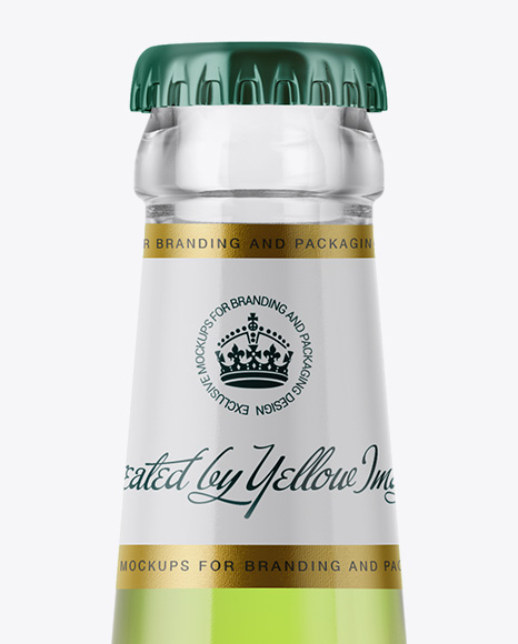 330ml Clear Glass Bottle with Green Drink Mockup