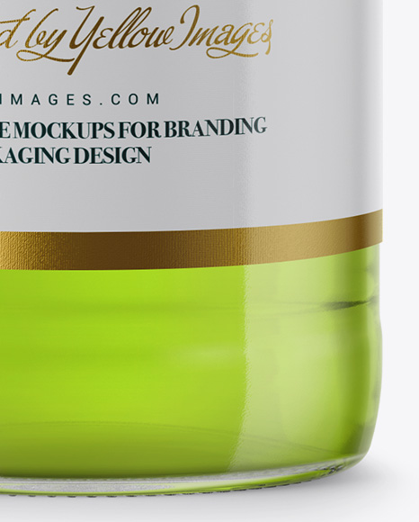 330ml Clear Glass Bottle with Green Drink Mockup