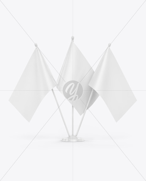 Glossy Desk Flags Mockup