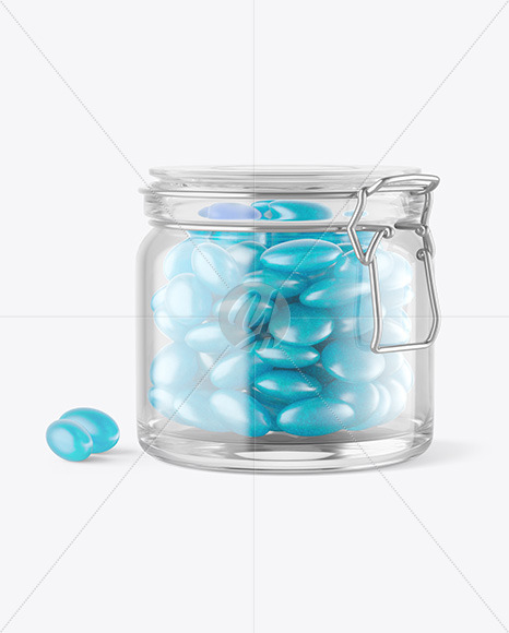 Glass Jar with Gummies Mockup