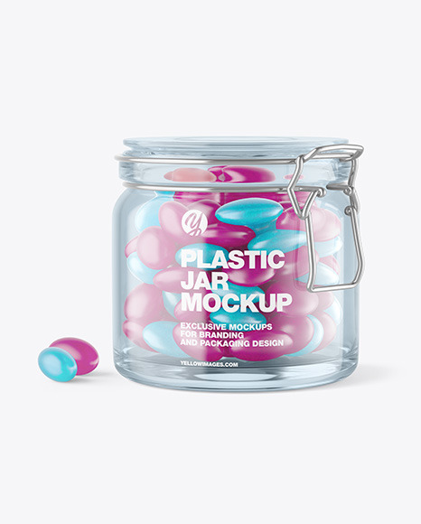 Glass Jar with Gummies Mockup