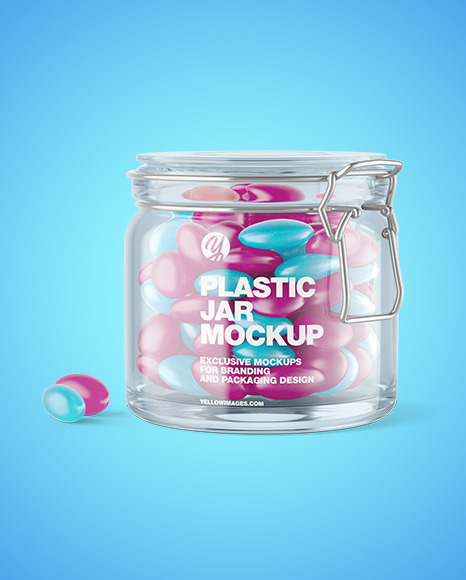 Glass Jar with Gummies Mockup