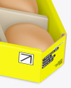 Opened Paper Triangular Box w/ Eggs Mockup