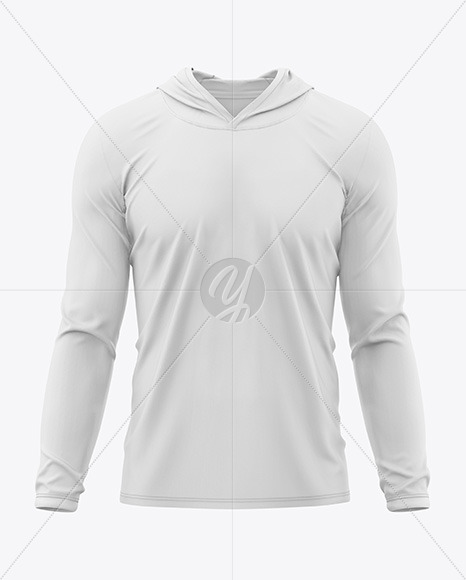 Men’s Long Sleeve T-Shirt with Hood Mockup - Front View