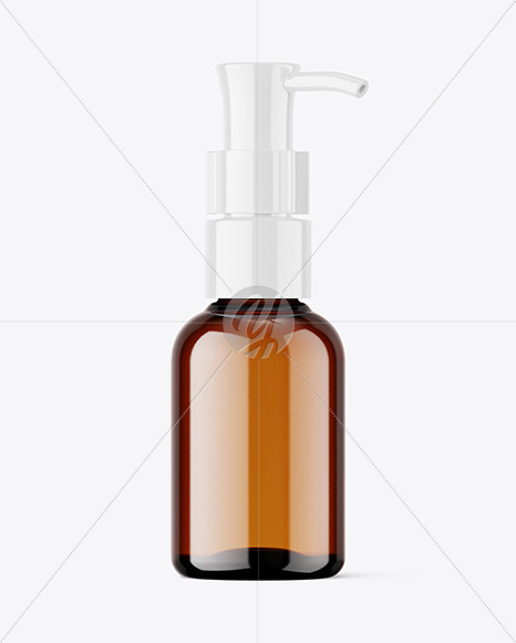 Amber Bottle with Pump Mockup