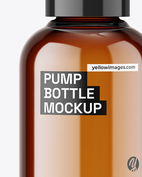 Amber Bottle with Pump Mockup