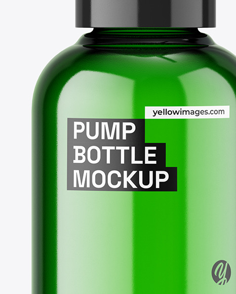 Green Bottle with Pump Mockup