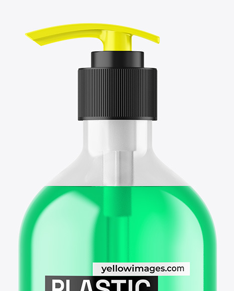 Color Liquid Cosmetic Bottle with Pump Mockup