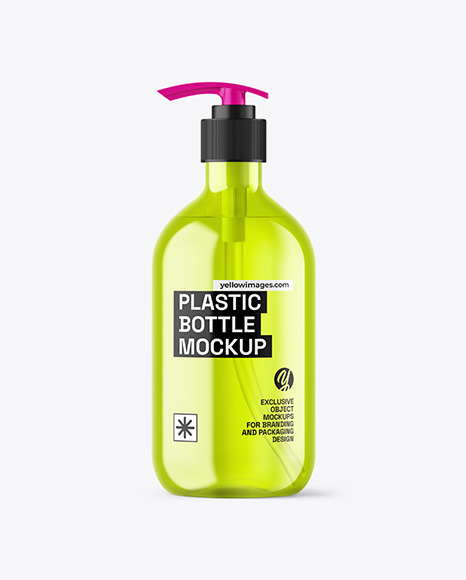 Color Plastic Cosmetic Bottle with Pump Mockup