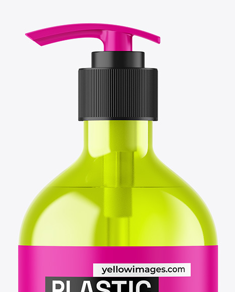 Color Plastic Cosmetic Bottle with Pump Mockup Color Plastic Cosmetic Bottle with Pump Mockup