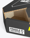 Opened Corrugated Triangular Box w/ Eggs Mockup