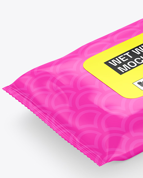 Glossy Wet Wipes Mockup