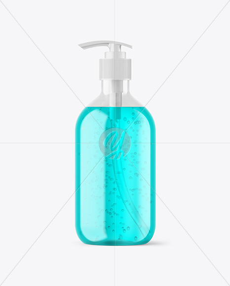 Color Liquid Cosmetic Bottle with Pump Mockup