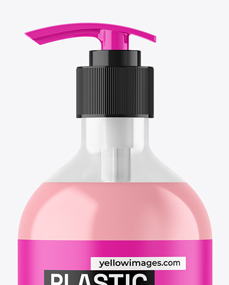 Clear Liquid Soap Cosmetic Bottle with Pump Mockup