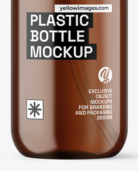 Amber Cosmetic Bottle with Pump Mockup