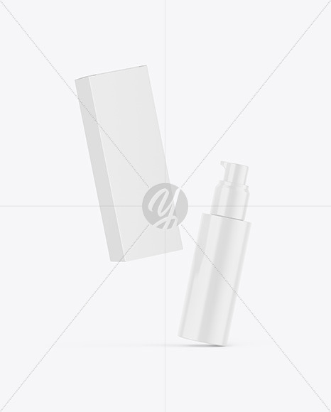 Glossy Bottle W/ Box Mockup