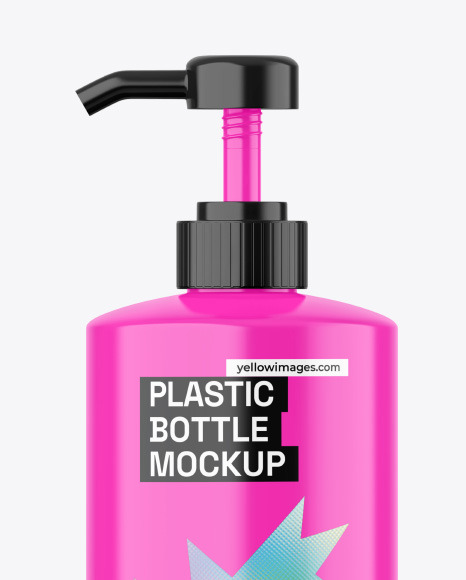 Glossy Cosmetic Bottle w/ Pump Mockup