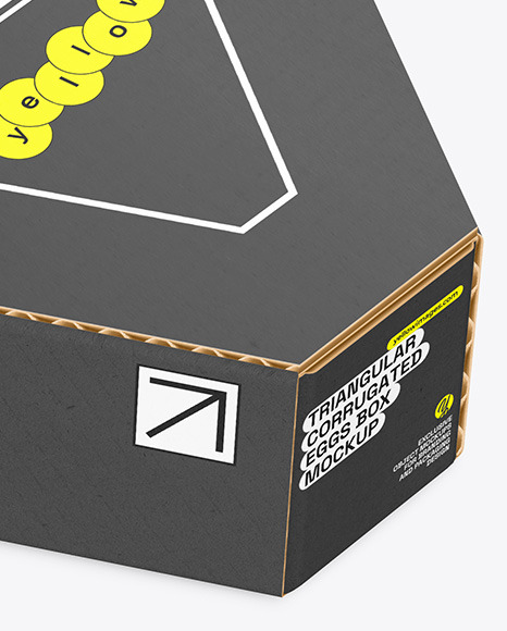 Corrugated Triangular Box w/ Eggs Mockup