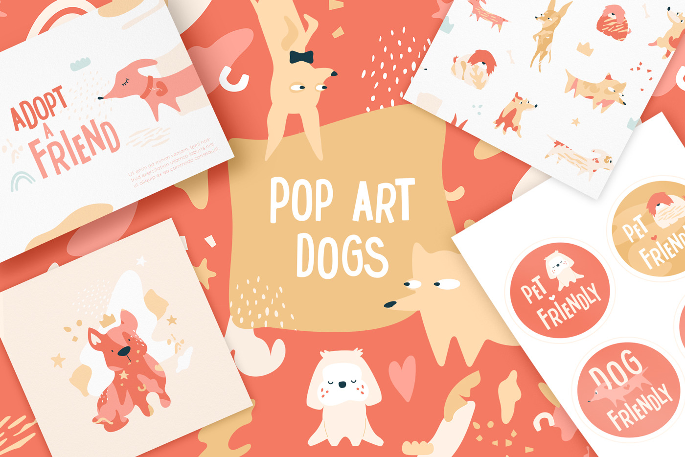 Funny dogs party elements collection Funny dogs party elements collection