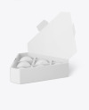 Opened Paper Triangular Box w/ Eggs Mockup