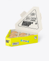 Opened Paper Triangular Box w/ Eggs Mockup