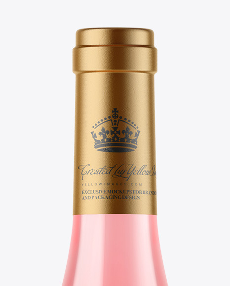 Clear Glass Pink Wine Bottle Mockup