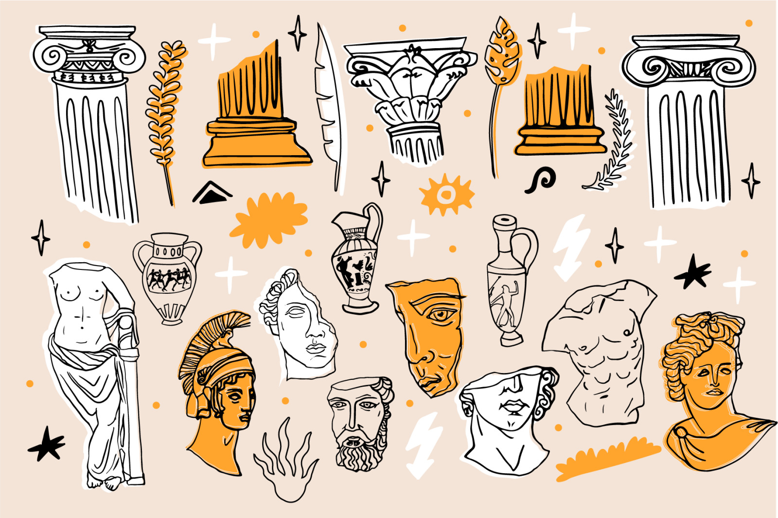 Ancient Greece. Antique vector set