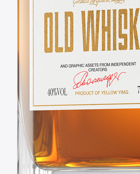 Clear Glass Whisky Bottle Mockup