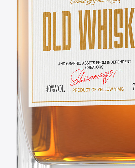 Clear Glass Whisky Bottle Mockup