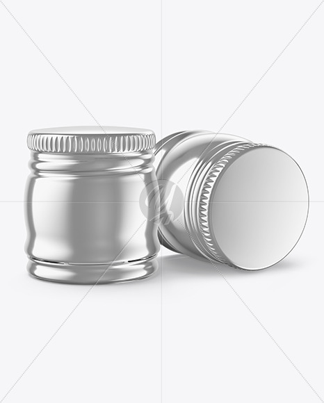 Two Metallic Whisky Bottle Caps Mockup