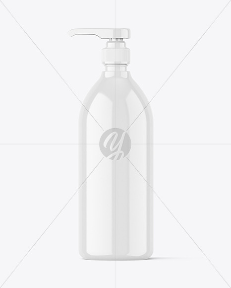 Glossy Bottle with Pump Mockup