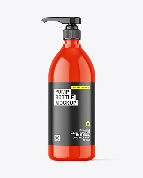 Glossy Bottle with Pump Mockup