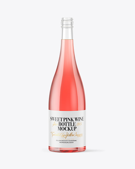 Clear Glass Bottle With Pink Wine Mockup