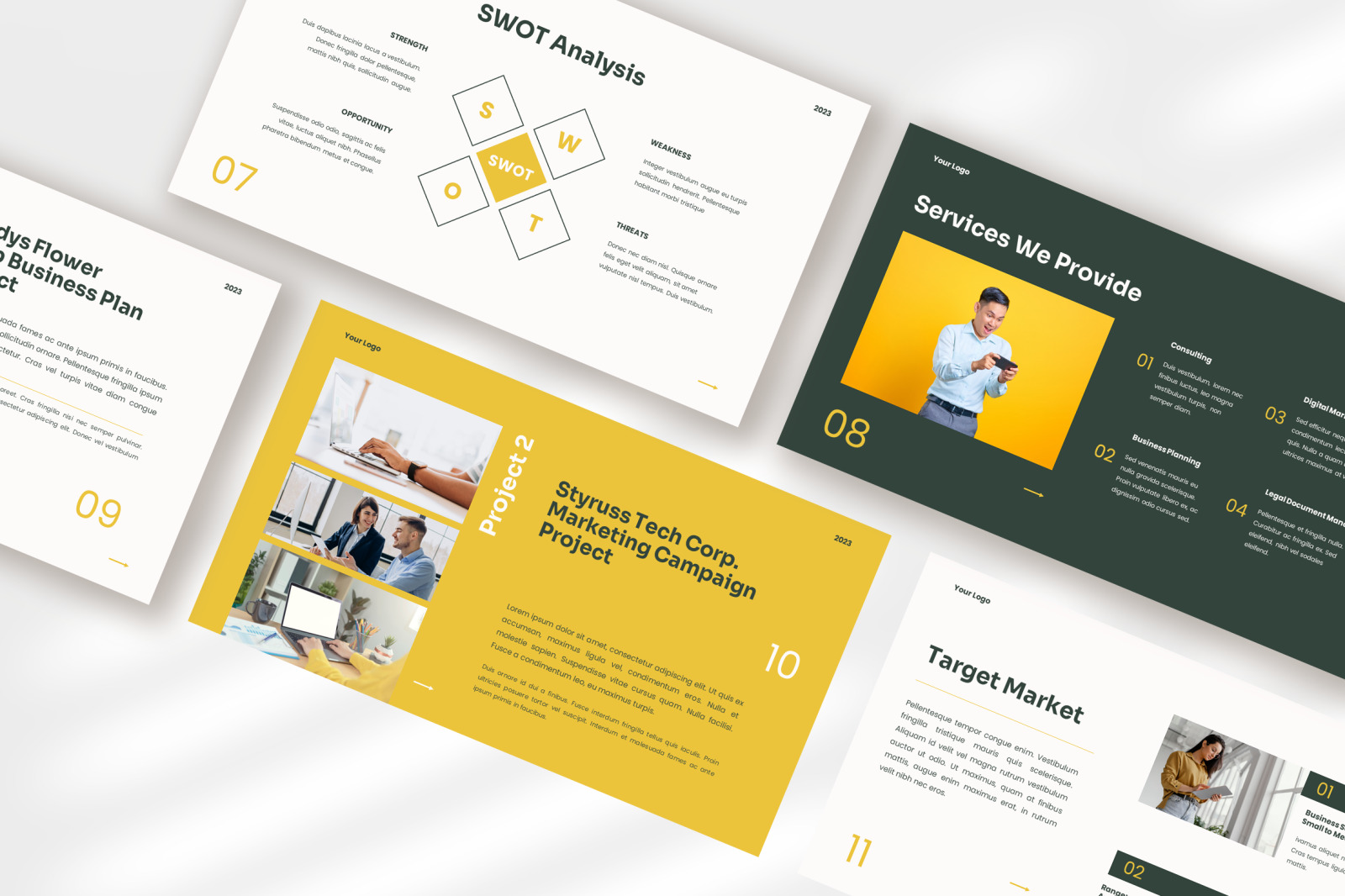 Cleo – yellow pine clean modern pitch deck presentation