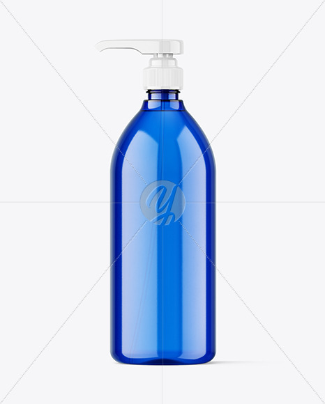 Blue Bottle with Pump Mockup Blue Bottle with Pump Mockup