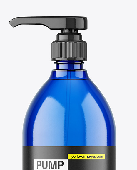 Blue Bottle with Pump Mockup Blue Bottle with Pump Mockup