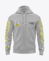 Men's Melange Full-Zip Hoodie Mockup - Front View