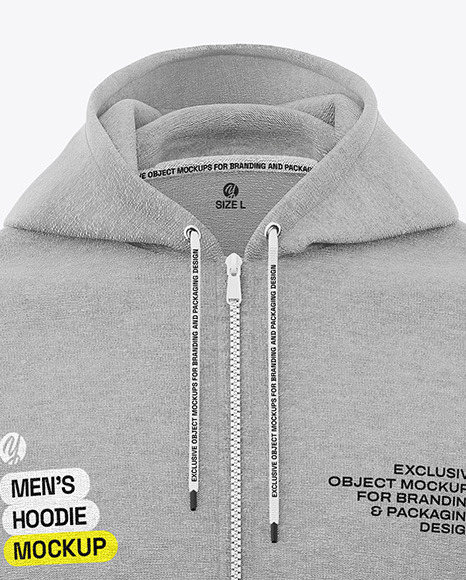 Men's Melange Full-Zip Hoodie Mockup - Front View