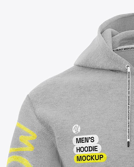 Men's Melange Full-Zip Hoodie Mockup - Front View