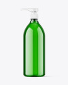 Green Bottle with Pump Mockup