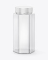 Empty Clear Plastic Hexagonal Jar w/ Glossy Plastic Screw Cap Mockup