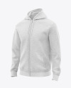 Men's Melange Full-Zip Hoodie Mockup - Half Side View