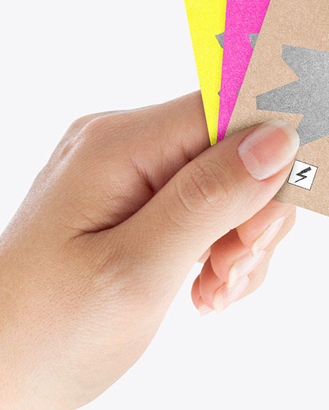 Kraft Business Cards in Hands Mockup