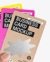 Kraft Business Cards in Hands Mockup