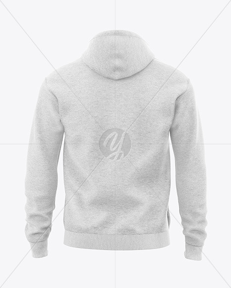 Men's Melange Full-Zip Hoodie Mockup - Back View