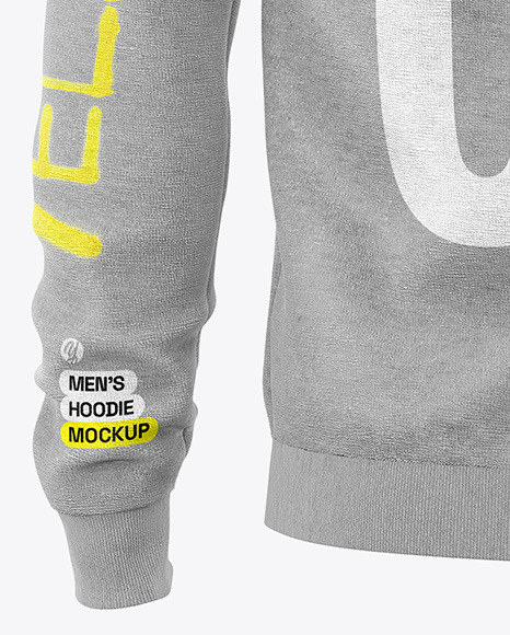 Men's Melange Full-Zip Hoodie Mockup - Back View